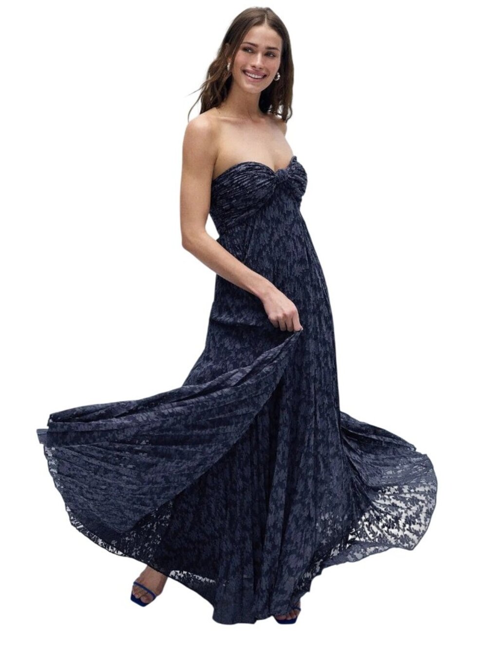 Alexis Elea Gown in Blue Floral Medium Womens Maxi Long Dress